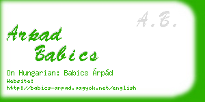 arpad babics business card