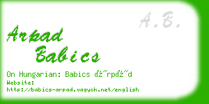 arpad babics business card